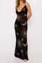 sexy slight stretch see-through mesh sequins star moon decor maxi dress_Black