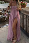 stylish slight stretch rhinestone decor halter-neck maxi dress(size run small)_White_Light Purple