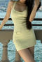 sexy slight stretch 3 colors button slim sling mini dress_Yellow