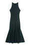 casual slight stretch 3 colors crew neck maxi dress_Gray_Dark Green