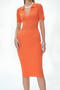 casual slight stretch 3 colors lapel solid color midi dress_Black_Orange