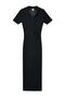 casual slight stretch 3 colors lapel solid color midi dress_Black