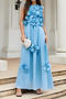 elegant slight stretch 3d flower decor sleeveless with lined maxi dress_Pink_Yellow_Sky Blue