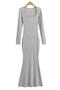 casual slight stretch square neck solid color maxi dress(size run small)_Black_Gray