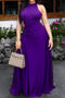 casual slight stretch simple 4 colors solid color sleeveless pleated maxi dress_Black_Yellow_Orange_Purple