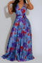 sexy plus size slight stretch tie-dye printed large backless satin maxi dress_Magenta_Green_Blue