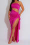 sexy plus size slight stretch one shoulder hollow backless high slit maxi dress_Black_Magenta