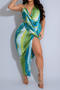 sexy plus size stretch halter neck large backless tie-dye printed maxi dress_Orange_Blue