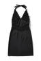 sexy non-stretch stitching lace halter-neck mini dress_Black