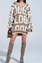 stylish slight stretch letter jacquard knitted v-neck sweater mini dress_Black_Pink_Blue_Light Purple_Khaki 