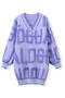 stylish slight stretch letter jacquard knitted v-neck sweater mini dress_Black_Pink_Blue_Light Purple