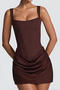 xs-l sexy slight stretch pure colour backless sling mini dress_White_Brown