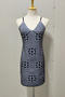 sexy slight stretch jacquard knitted backless sling bodycon mini dress_White_Dark Gray