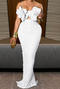 sexy plus size slight stretch sling slim fit slit flower decor hollow maxi dress_Black_White