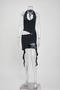 sexy slight stretch solid color slim fit hollow halter neck backless mini dress_Black