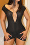 sexy slight stretch see through mesh metal decor drawstring bodycon mini dress_Black