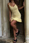 stylish slight stretch cut out knitted 4 colors backless sling mini dress_White_Yellow