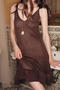 stylish slight stretch cut out knitted 4 colors backless sling mini dress_White_Yellow_Green_Brown