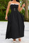 casual plus size non-stretch 3 colors contrast color maxi dress_Black