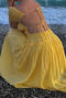 xs-xl stylish slight stretch pure color square collar backless midi dress_Yellow