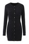 casual slight stretch ribbed knit crew neck solid color slim mini dress_Black
