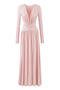 sexy slight stretch deep v-neck lace trim shirring maxi dress(size run small)_Black_White_Pink