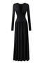 sexy slight stretch deep v-neck lace trim shirring maxi dress(size run small)_Black