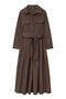 casual non-stretch lapel solid color maxi dress(size run small)_Dark Blue_Brown