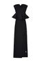 casual stretch solid color knitted slim ruffled slit midi dress size run small_Black
