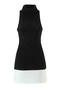 casual slight stretch sleeveless slim patchwork contrast color knit mini dress_Black