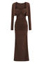casual stretch solid color kink padded two-piece maxi dress(size run small)_Black_Pink_Rose Red_Yellow_Beige_Brown