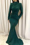 stylish slight stretch pure colour long sleeve ruched maxi dress_Dark Green