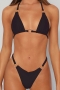 new 5 colors removable padding halter-neck lace-up metal ring connected sexy bikini sets_Black