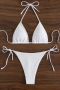 three colors rhinestone metallic buckle padded halter-neck tied sexy bikini sets_White