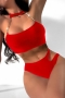 sexy padded metallic chain linked halter-neck tankini set(new added colors)_Black_Red