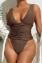 sexy 3 colors padded stappy shirring one-piece swimsuit_White_Sky Blue_Brown