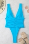 sexy 3 colors padded stappy shirring one-piece swimsuit_White_Sky Blue