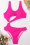 sexy 4 colors padded hollow metallic ring linked one-piece swimwear_Black_White_Magenta
