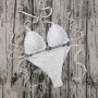 sexy 12 colors orange crochet unpadded halter-neck self-tie triangle bikini sets_Black_White