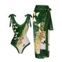 sexy butterfly printing padded with chiffon beach cover-ups(skirt only one size)_Yellow_Green