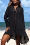 sexy non-stretch hollow single-breasted beach cover-up(only cover-up)_Black