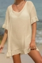 sexy 5 colors orange micro see through ruffle beach cover-up(only cover-up)_Black_White_Orange_Blue_Beige