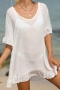 sexy 5 colors orange micro see through ruffle beach cover-up(only cover-up)_Black_White