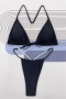 sexy 4 colors padded pearl chain backless bikini set_Black