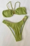 sexy textured 5 colors padded metallic ring linked bikini set_Black_Pink_Green