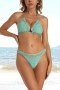 sexy 10 colors orange unpadded halter-neck tied triangle bikini set_Black_White_Red_Yellow_Orange_Aqua Green
