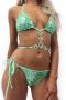sexy sequin rhinestone decor padded halter-neck self-tie triangle bikini set_Pink_Green