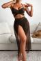 sexy 5 colors padded halter-neck lace-up mesh skirt three-piece swimwear_Black_White_Red_Blue_Brown