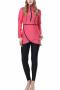 muslim style plus size contrast color stretch unpadded three-piece burkini_Magenta