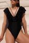 sexy 3 colors padded deep v cascading ruffle one-piece swimsuit_Black
